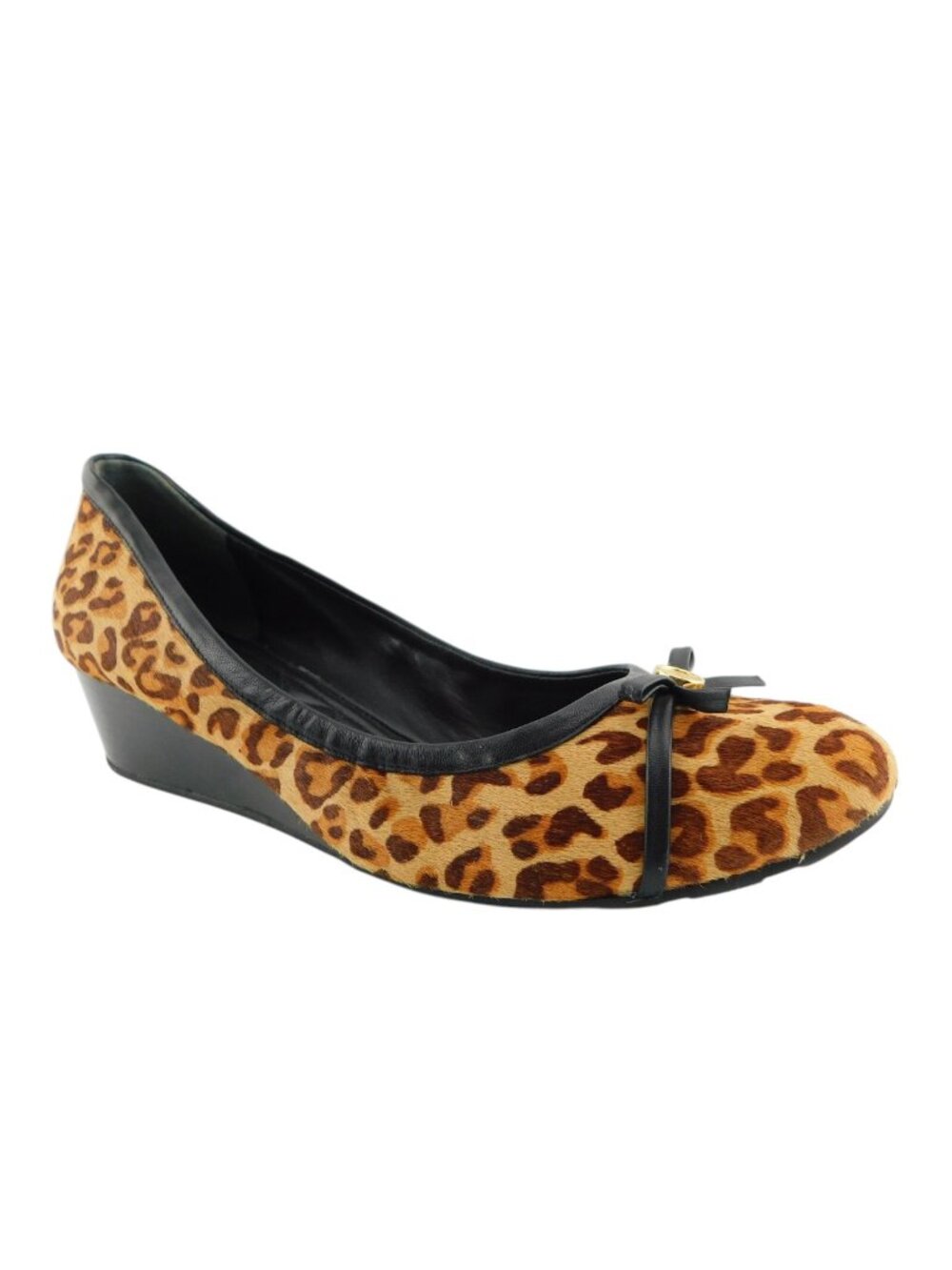 COLE HAAN Bow Tie Leopard Calf Hair Ballet Wedge Heels 10